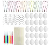 xianshi Oeufs de Paques Decoration,25 Oeuf de Paques Decorer,Kit Décoration œUfs de Pâques à Suspendre en Plastique à Suspendre,Oeufs Plastique Blancs - œUfs Décoratifs,Peinture Bricolage Paques