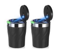 XIANTENG 2 Pièces Cendrier de Voiture pour Citroën Berlingo II B9 2008-2018, Lumière LED Couvercle sans Fumée Ignifuge Portable Conteneur de Cendres Design