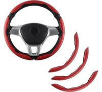 XIANTENG 3 Pièces Couvre Volant Segmenté pour Honda Civic Mk9 2012-2017 Texture Fibre de Carbone PVC Antidérapant Protection Intérieure Sportive Poignée de Conduite, Red