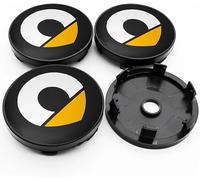 XIANTENG 4 Pièces Cache Moyeu Capuchons de Centre pour Smart for Two W451 2007-2014, Bouchon de Jante Enjoliveurs de Roue Voiture 56mm,Yellow