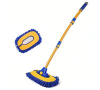 XIANTENG Arc de 15° Brosse de Lavage pour Audi A4 B9-8W2 8WC 2015-2024 Balai Télescopique Microfibre sans Rayures Outil Nettoyage Long Manche Incurvé Entretien Toit Humide, Blue and Yellow