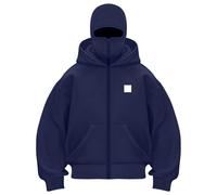 XIANUOJI Balaclava Sweat à Capuche Zippé Sweet Homme Cagoule Hoodie Hiver Chaud Oversize Sweats à Double Capuche Polaire Coupe-Vent Zip Veste mi Saison Moto Masque Blouson (XXXL)