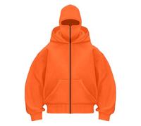 XIANUOJI Balaclava Sweat à Capuche Zippé Sweet Homme Cagoule Hoodie Hiver Chaud Oversize Sweats à Double Capuche Polaire Coupe-Vent Zip Veste mi Saison Moto Masque Blouson (3-Rouge, XXL)