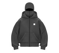 XIANUOJI Balaclava Sweat à Capuche Zippé Sweet Homme Cagoule Hoodie Hiver Chaud Oversize Sweats à Double Capuche Polaire Coupe-Vent Zip Veste mi Saison Moto Masque Blouson (Dark Gray-a, XXXL)