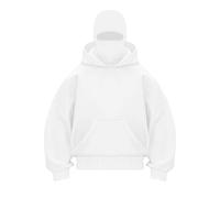 XIANUOJI Balaclava Sweat zippé Sweet Homme à Capuche Cagoule Veste Hoodie Oversize Sweats à Double Capuche Hiver Polaire Coupe-Vent Zip mi Saison Chaud Masque Blouson (4-Blanc, L)