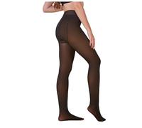 XIANUOJI Collant Polaire Thermiques Femme Effet Transparent Chaud Toison Collants Jambes Polaires Taille Haute Legging Translucide Slim Extensible Opaque Mode Fleece Tights Hiver (Café, L)