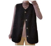 XIANUOJI Gilet mi-long en laine d'agneau pour femme tempérament rétro peut être des deux côtés de la fourrure un gilet sans manches épaules (Noir, XL)