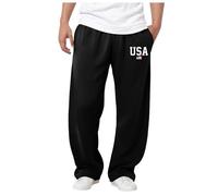 XIANUOJI Pantalon décontracté pour Homme, Taille élastique, Cordon de Serrage aux Chevilles, imprimé Drapeau et Lettres, Coupe Droite. Jogging Homme Grande Taille (XXL)