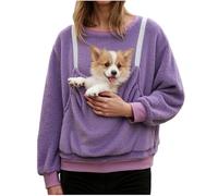 XIANUOJI Sweat à Capuche avec Poche pour Chat et Pochette Kangourou - Pull à Manches Longues pour Les Amoureux des Animaux domestiques - Pulls de Transport pour Chat et Chien (3-Violet, S)
