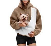 XIANUOJI Sweat à Capuche avec Poche pour Chat et Pochette Kangourou - Pull à Manches Longues pour Les Amoureux des Animaux domestiques - Pulls de Transport pour Chat et Chien (1-Khaki, S)