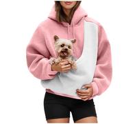 XIANUOJI Sweat à Capuche avec Poche pour Chat et Pochette Kangourou - Pull à Manches Longues pour Les Amoureux des Animaux domestiques - Pulls de Transport pour Chat et Chien (1-Rose, L)