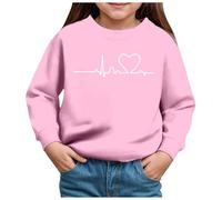 XIANUOJI Sweat Shirt sans Chapeau pour Filles, Manches Longues, Confortable, Doux et agréable pour la Peau, col Rond, imprimé Pull à Capuche Fille Pouces à Travers (5Y)