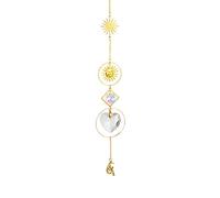 XIANXIAN Lot de 1/5 attrape-soleil en cristal - Décoration de fenêtre - Lune - Cœur - Carillon éolien - Cristal arc-en-ciel - Pour plafond, fenêtre, jardin - Décoration extérieure, e