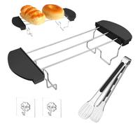 XianZhan EU Grille Pain Noir, Accessoires pour Grille-Pain Acier Inoxydable, avec Pince de Cuisine et 2 Crochets Transparents, pour Cuisine à la Maison, Pain, Toast, Crêpes