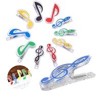 xianzhanEU 12 PCS Music Symbols Binder Clips,Partitions Pince Papier,pour Papiers Feuilles,Documents,Notes Photos-Fourniture de Bureau,Clé de Sol et Huitième Note,5 Couleurs