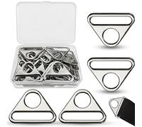 xianzhanEU Lot de 40 anneaux en D de 38 mm - Ajusteurs triangulaires en métal - Accessoires de sac à coudre - Avec boîte - Pour sac à main DIY - Webbing Dog Collars - Accessoires de sac, argenté, S