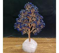 Xiao Hua 1 base en cristal naturel rose fait à la main, arbre de richesse, feuilles de pierre écrasées bleu foncé naturel, arbre de vie, décoration de bureau à la maison