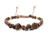 Xiao Hua Bracelet d'amitié en pierres écrasées pour femme, bracelet extensible empilable, bijoux à breloques colorées, bijoux bohèmes d'été, plage, marron, 19 cm, pierre de 19 cm, 7.48inch, Pierre.