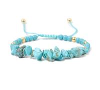 Xiao Hua Bracelet d'amitié en pierres écrasées pour femmes, bracelet extensible empilable à breloques colorées, bijoux bohèmes d'été, plage, bleu, 19 cm, pierre de 19 cm, 7.48inch, Pierre.
