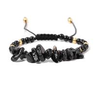 Xiao Hua Bracelet d'amitié en pierres écrasées pour femmes, bracelet extensible empilable à breloques colorées, bijoux bohèmes d'été, plage, noir, 19 cm, pierre, 19 cm, pierre, 7.48inch, Pierre.