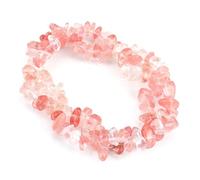 Xiao Hua Bracelet de perles fait à la main, convient aux hommes et aux femmes, bracelet élastique en cristal coloré naturel irrégulier, double couche tissée en croix, rose, 17-26 cm, pierre naturelle