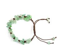 Xiao Hua - Bracelet de perles fait à la main, convient aux hommes et aux femmes, bracelet tissé à la main avec corde réglable (vert), 20,3 - 25,4 cm, pierre naturelle, pierre naturelle, 20-25cm
