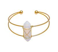 Xiao Hua - Bracelet de perles fait à la main, convient pour les hommes et les femmes, bracelet colonne hexagonale à double griffe, tissé à la main avec ouverture réglable (blanc lait), 3,5 x 1 cm, 3,5