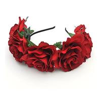XIAO HUA Couronne de fleurs mexicaines Jour des morts Bandeau hawaïen Bohème Fleur (Grand Rouge)