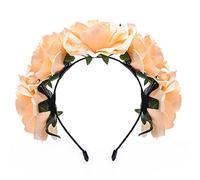 XIAO HUA Couronne de fleurs mexicaines Jour des morts Bandeau hawaïen Bohème Floral (Jaune citron)