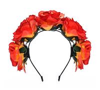 XIAO HUA Couronne de fleurs mexicaines Jour des morts Bandeau hawaïen Bohème (rouge à jaune)