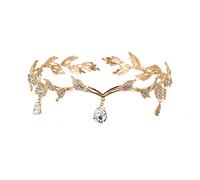 XIAO HUA Diadème de déesse en cristal et strass - Pour mariée et demoiselle d'honneur - Avec strass en cristal - Accessoires pour cheveux de mariée - Doré