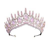 XIAO HUA Diadème de mariage pour mariée - Diadème de princesse avec strass en cristal - Décoration pour reine, anniversaire, bal de fin d'année, concours de beauté, Halloween, fête costumée (rose) N13