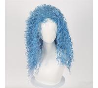 Xiao Hua Perruque longue bouclée bleue synthétique bouclée pour costume de costume perruque de costume perruque de costume perruque résistante à la chaleur 66 cm pour femme costume