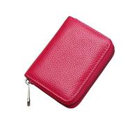 Xiao Hua Portefeuille en cuir avec blocage RFID - 20 emplacements pour cartes, style accordéon avec fermeture éclair - Porte-cartes de crédit pour femme - Grande capacité (rose rouge)