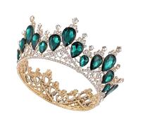 XIAO HUA QE Diadème de mariage pour mariée avec strass en cristal et strass Vert