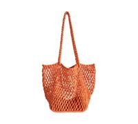 Xiao Hua Sac fourre-tout en paille tissée de grande capacité pour femme - Sac à bandoulière pour l'été, la plage, les vacances - Tissage chic - 41 x 22 x 26 cm - Orange