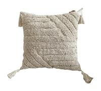 Xiao Hua Taie d'oreiller brodée de style rustique bohème ethnique à pompons pour canapé, chevet, bureau touffeté, 43,2 x 43,2 cm (03) A