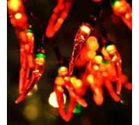 xiao Lampe de chaîne de piment solaire, lampe de fée de piment imperméable à l'eau décorative lampe de chaîne solaire (Rouge, 7 mètres 50led)