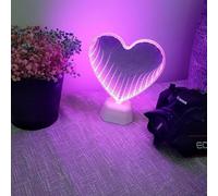 xiao Lumière de nuit de miroir 3D, lumière de tunnel de miroir infini, lumière de nuit de LED 3D Mirror Light Tunnel Mirror Ligh (Le cœur rose)