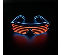 xiao Lunettes d'éclairage sans fil, Luminous El Wire Neon Party Rave Lunettes, 3 modes d'éclairage, USB Charge LED Costumes Accessoires pour les fêtes (Cadre bleu profond + fenêtre rouge)
