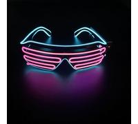 xiao Lunettes d'éclairage sans fil, Luminous El Wire Neon Party Rave Lunettes, 3 modes d'éclairage, USB Charge LED Costumes Accessoires pour les fêtes (Cadre bleu transparent + fenêtre rose)