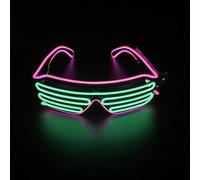 xiao Lunettes d'éclairage sans fil, Luminous El Wire Neon Party Rave Lunettes, 3 modes d'éclairage, USB Charge LED Costumes Accessoires pour les fêtes (Cadre rose + fenêtre vert foncé)