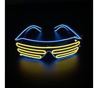 xiao Lunettes d'éclairage sans fil, Luminous El Wire Neon Party Rave Lunettes, 3 modes d'éclairage, USB Charge LED Costumes Accessoires pour les fêtes (Cadre bleu profond + fenêtre jaune)