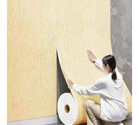 Xiao Ren Papier Peint Isolant Autocollant pour Murs Intérieurs, 5 Mm D'Épaisseur Rouleau de Papier Peint Isolant en Feuille D'aluminium pour Murs en Plâtre Qui S'Écaille,(Yellow,50x5000cm)