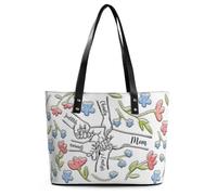 XIAO.Z Vous tenez nos mains aussi nos cœurs,Personnalisé journée des mères tenant des sacs en cuir de fleur à la main de maman,Sac à main personnalisé pour maman grand-mère, Cadeau pour Nana