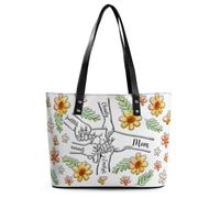 XIAO.Z Vous tenez nos mains aussi nos cœurs,Personnalisé journée des mères tenant des sacs en cuir de fleur à la main de maman,Sac à main personnalisé pour maman grand-mère, Cadeau pour Nana