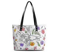 XIAO.Z Vous tenez nos mains aussi nos cœurs,Personnalisé journée des mères tenant des sacs en cuir de fleur à la main de maman,Sac à main personnalisé pour maman grand-mère, Cadeau pour Nana