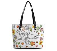 XIAO.Z Vous tenez nos mains aussi nos cœurs,Personnalisé journée des mères tenant des sacs en cuir de fleur à la main de maman,Sac à main personnalisé pour maman grand-mère, Cadeau pour Nana