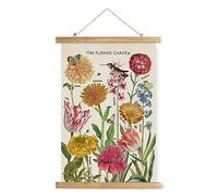 XIAOAIKA Affiche 'Le Jardin Fleuri' - Poster Botanique Vintage avec Cadre en Bois, Décoration Murale Florale pour Maison et Bureau, 30 x 40 cm