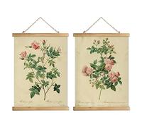 XIAOAIKA Lot de 2 cadres à suspendre pour affiche de style rétro - Motif roses - Impression sur lin sans décoloration - 40 x 58 cm
